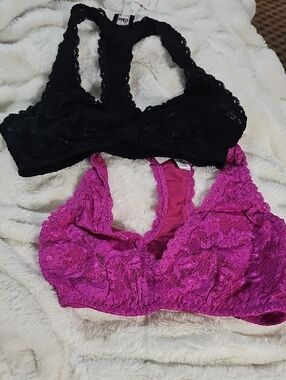 Cosabella Lace Racerback Bralettes in Black & Cape Fuchsia